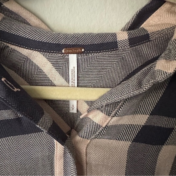 Free People Oversized Flannel Button Down Long Sleeve Shirt Western Fall Small - Picture 5 of 12